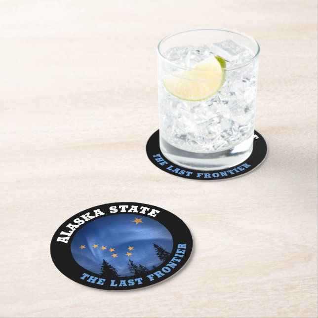 ALASKA STATE FLAG ROUND PAPER COASTER (Insitu)