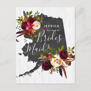 Alaska State Floral Will You Be My Bridesmaid Invitation
