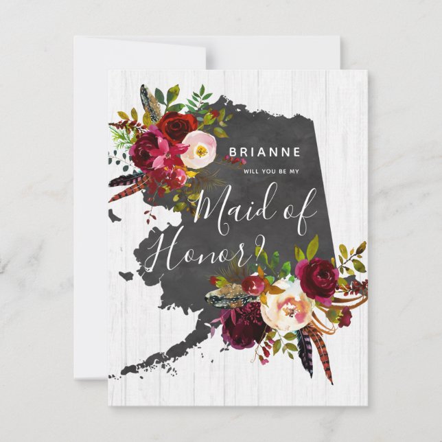 Alaska State Floral Will You Be My Maid of Honour Invitation (Front)
