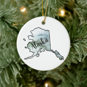 Alaska State Illustration Ornament