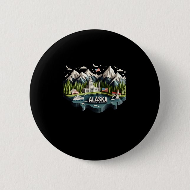 Alaska State In Usa Sticker  2 Inch Round Button (Front)