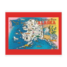 Alaska State Map Post Card