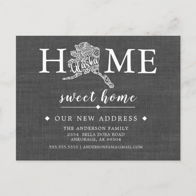 Alaska State Moving Announcement Post Card (Front)