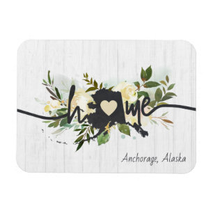Alaska State Personalized Your Home City Rustic Magnet