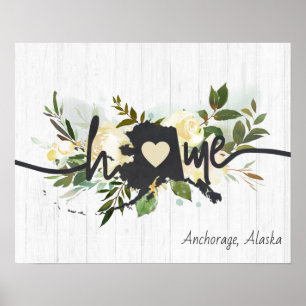 Alaska State Personalized Your Home City Rustic Poster