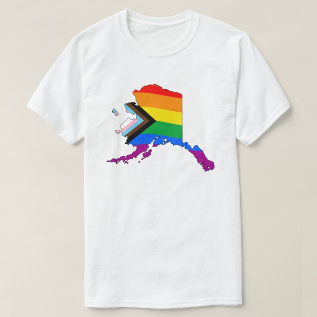 Alaska State Pride LGBTQ Progress Pride T-Shirt (Design Front)