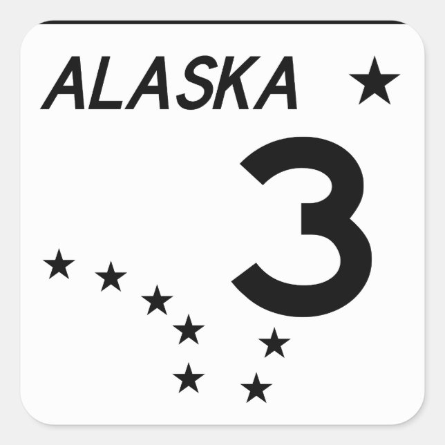 Alaska State Route 3 Square Sticker (Front)