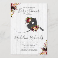 Alaska State Rustic Barn Baby Shower Invitation