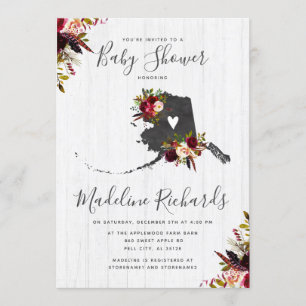 Alaska State Rustic Grange Baby shower Invitation