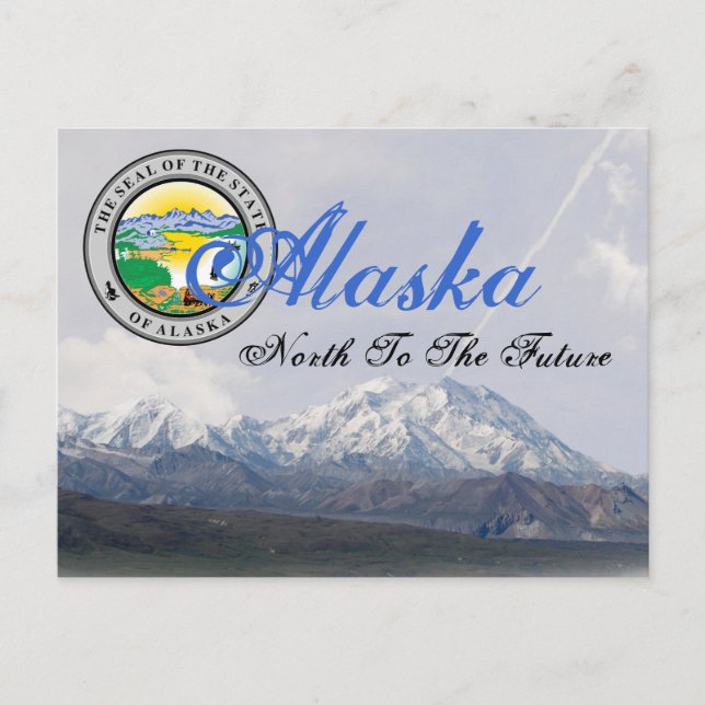 Alaska State Seal Mount McKinley Post Card (Front)