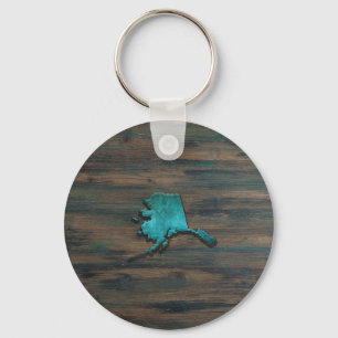 Alaska State Shape Teal Keychain