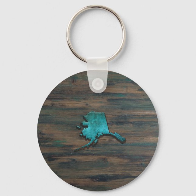 Alaska State Shape Teal Keychain (Front)