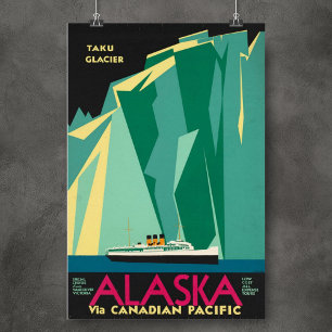 Alaska Taku Glacier Amérique Vintage Poster