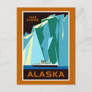Alaska Taku Glacier retro vintage style travel Postcard