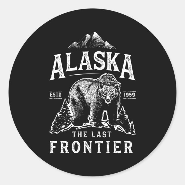 Alaska The Last Frontier Bear Home Classic Round Sticker (Front)