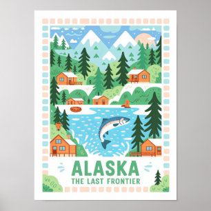 Alaska the Last Frontier USA Summer Travel Poster