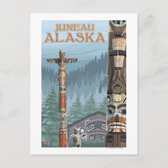 Alaska Totem Poles - Juneau, Alaska Postcard (Front)