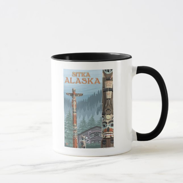 Alaska Totem Poles - Sitka, Alaska Mug (Right)