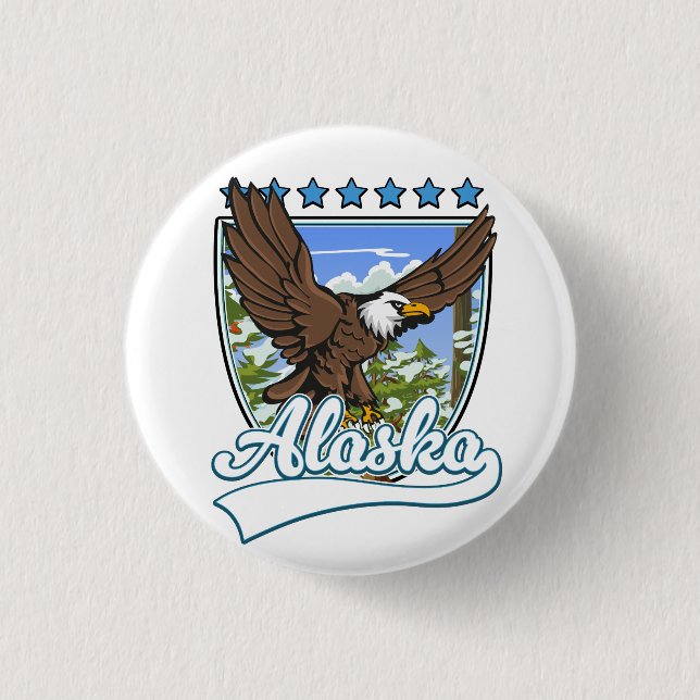 Alaska Travel Patch 1 Inch Round Button (Front)
