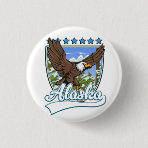 Alaska Travel Patch 1 Inch Round Button