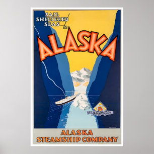 Alaska Travel Poster Cruise Ship Art Print