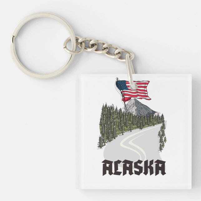 Alaska Travel Poster Keychain (Front)