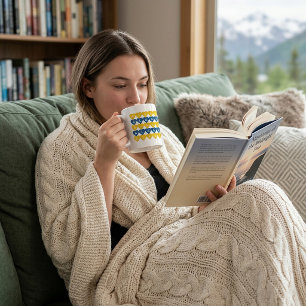 Alaska Travel Pride Lover Blue Yellow Hearts Coffee Mug