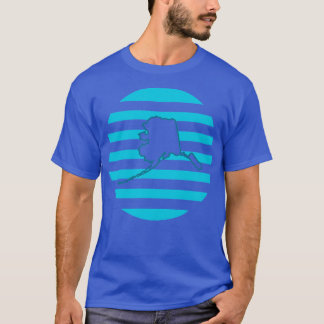 Alaska US State Retro Circle Blue TShirt