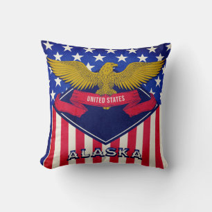 Alaska USA Flag  Throw Pillow