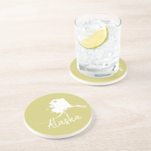 Alaska usa state map with heart shape design coaster