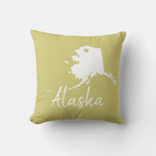 Alaska usa state map with heart shape design   throw pillow