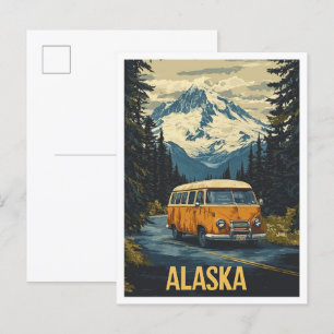 Alaska USA Vintage Illustration Travel Postcard