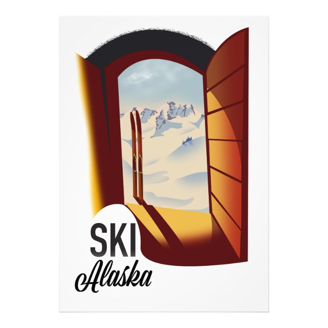 Alaska vintage style ski poster (Front)