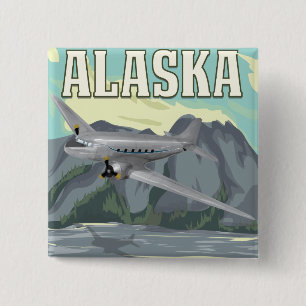 Alaska Vintage Travel Poster 2 Inch Square Button
