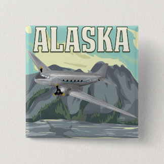 Alaska Vintage Travel Poster 2 Inch Square Button