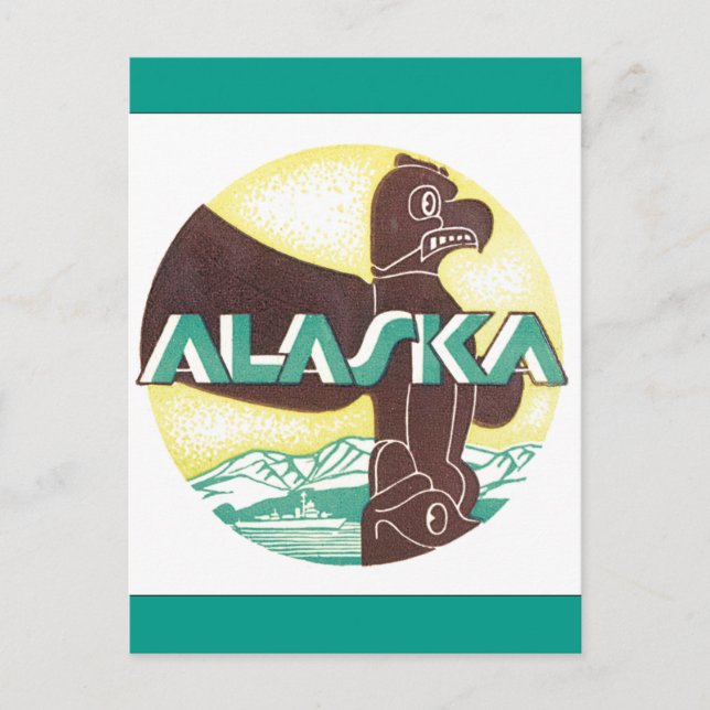 Alaska Vintage Travel Poster Postcard (Front)