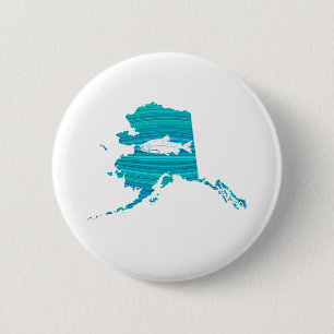 Alaska Wave Salmon Fishing 2 Inch Round Button