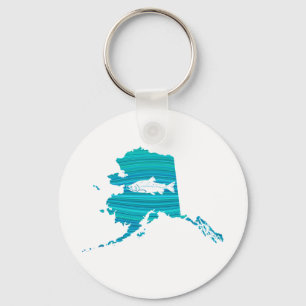 Alaska Wave Salmon Fishing Keychain