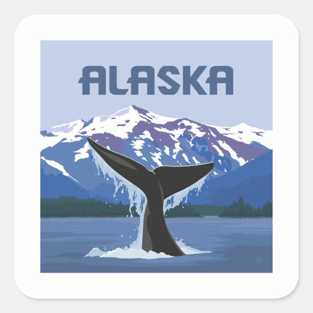 Alaska | Whale Tale Square Sticker (Front)