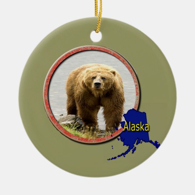 Alaska Wildlife Ceramic Ornament (Front)