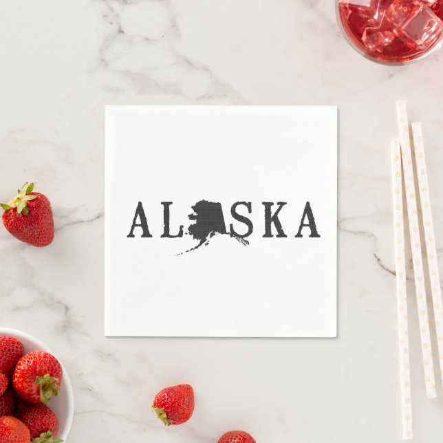 Alaska Word Art Paper Party Napkins (Insitu)