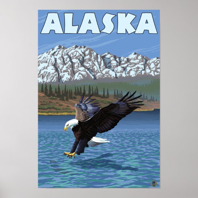 AlaskaBald Eagle Vintage Travel Poster (Front)