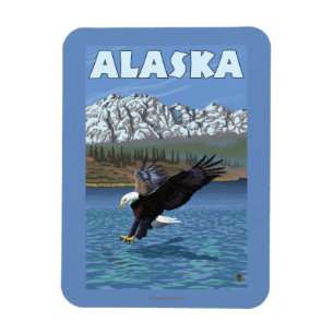AlaskaBald Eagle Vintage Travel Poster Magnet