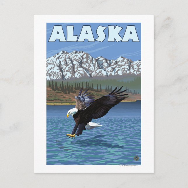 AlaskaBald Eagle Vintage Travel Poster Postcard (Front)