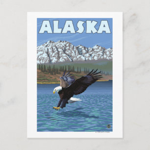 AlaskaBald Eagle Vintage Travel Poster Postcard