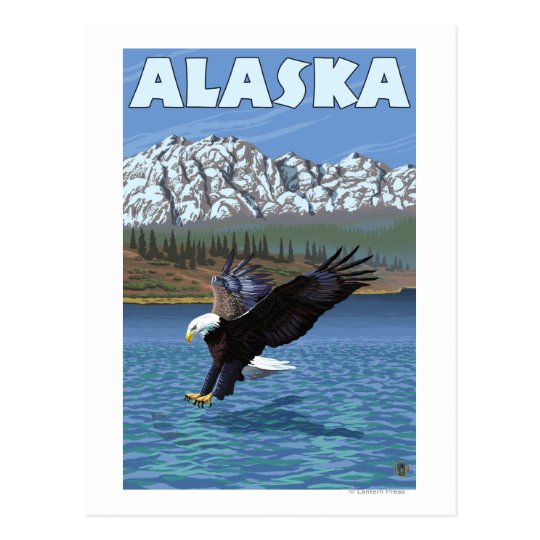 AlaskaBald Eagle Vintage Travel Poster Postcard
