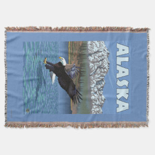 AlaskaBald Eagle Vintage Travel Poster Throw Blanket