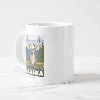 AlaskaCaribou in the Wild Vintage Travel Large Coffee Mug
