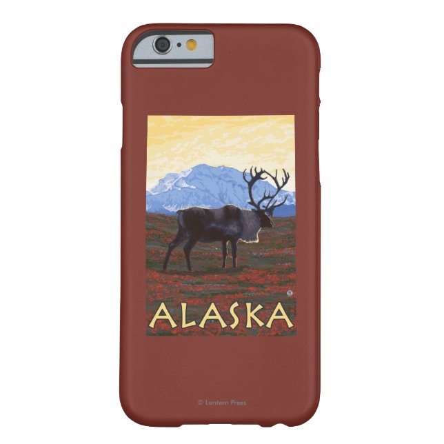 AlaskaCaribou Vintage Travel Poster Case-Mate iPhone Case (Back)