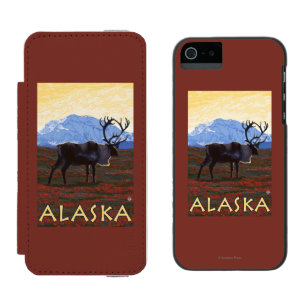 AlaskaCaribou Vintage Travel Poster Incipio Watson™ iPhone 5 Wallet Case